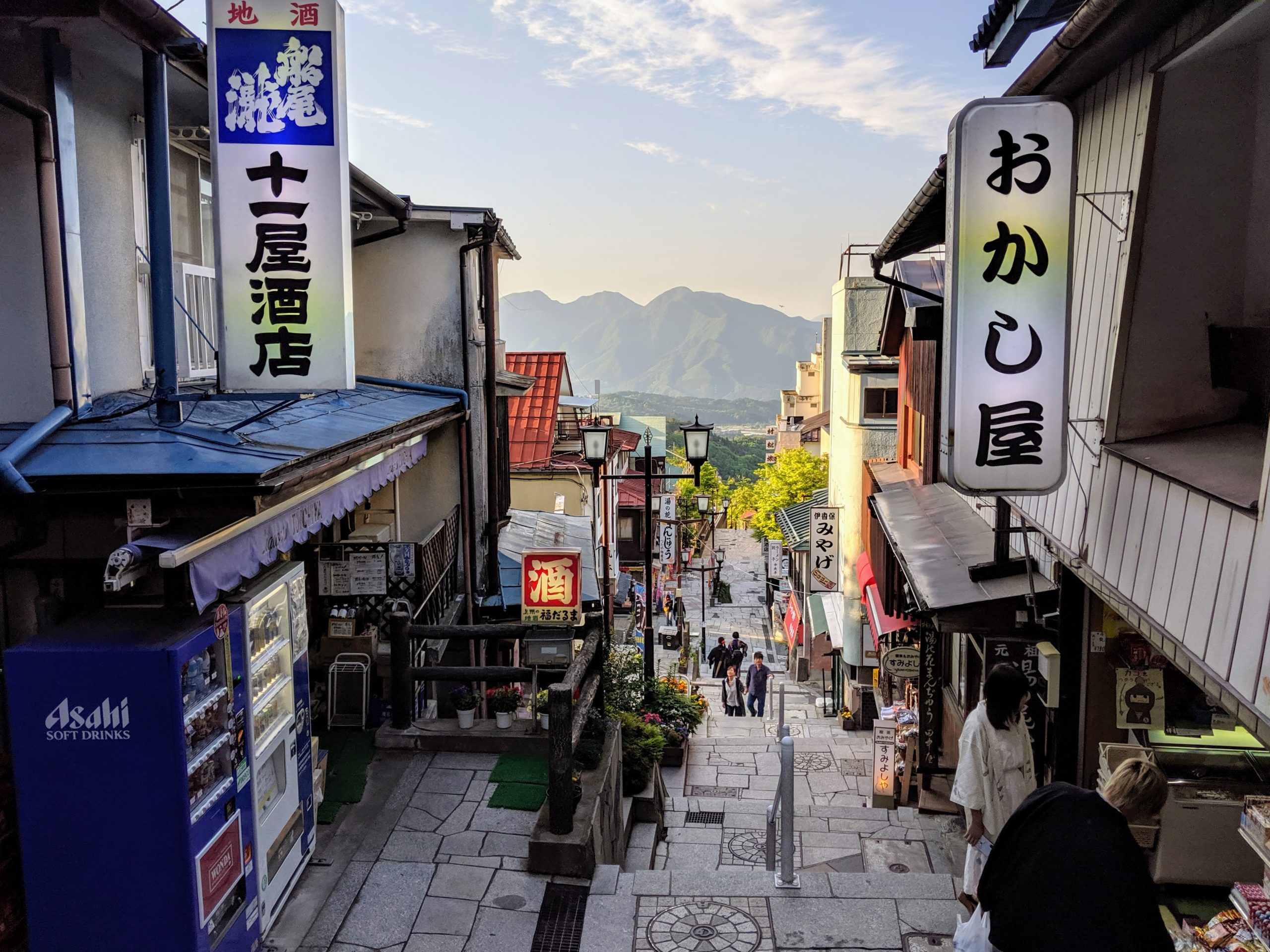 The stone steps of Ikaho Onsen Town.
