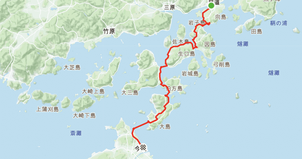 Shimanami Kaido Main Route Cycling Map.